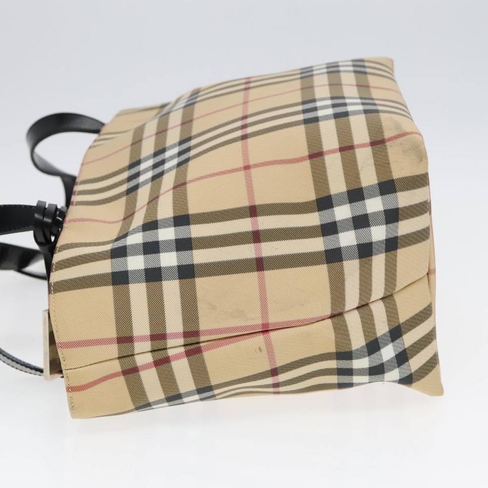 BURBERRY Nova Check Hand Bag PVC Beige Silver Auth 90263 - Picture 4 of 16